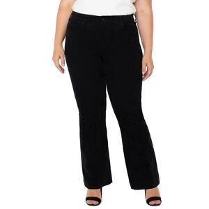 Liverpool Corduroy Jeans Womens Size 16W Hannah Flare Black Mid Rise Stretch NWT